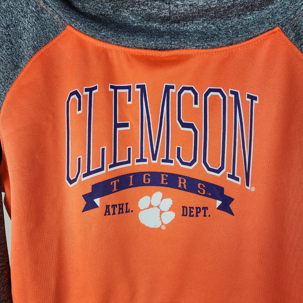 NCAA Clemson Tigers Orange & Gray Slouch Neck Pullover Hoodie Unisex Size M